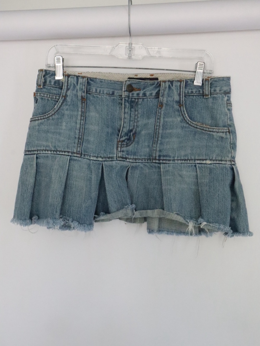 American Eagle Outfitters Light Blue Pleated Denim Mini Skirt